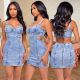 Denim Backless Sleeveless Strap Mini Dress LX-6938
