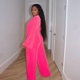 Solid Bra+Coat+Pants 3 Piece Sets YF-10175