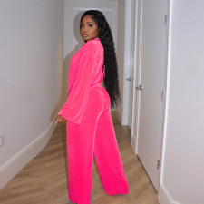 Solid Bra+Coat+Pants 3 Piece Sets YF-10175