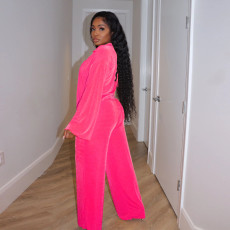 Solid Bra+Coat+Pants 3 Piece Sets YF-10175