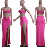 Sexy Tube Top High Split Maxi Skirt 2 Piece Sets YS-S820