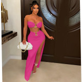 Sexy Tube Top High Split Maxi Skirt 2 Piece Sets YS-S820