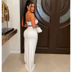 Sexy Tube Top High Split Maxi Skirt 2 Piece Sets YS-S820