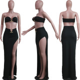 Sexy Tube Top High Split Maxi Skirt 2 Piece Sets YS-S820