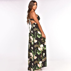 Plus Size Floral Print High Split Maxi Dress OSIF-22373