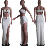 Sexy Tube Top High Split Maxi Skirt 2 Piece Sets YS-S820