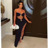 Sexy Tube Top High Split Maxi Skirt 2 Piece Sets YS-S820
