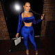 Solid Long Sleeves Halter 3 Piece Pants Sets TE-4455