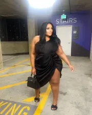 Plus Size Solid One Shoulder Sleeveless Folds Dress MOF-8907