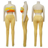 Sexy Feather Two Piece Pants Sets YF-10179