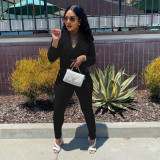 Solid Mesh Sleeve Notched Collar Jumpsuit WPF-80798