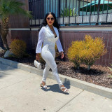 Solid Mesh Sleeve Notched Collar Jumpsuit WPF-80798