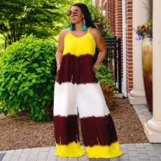 Plus Size Sleeveless Sling Loose Jumpsuit OSIF-22415
