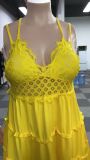 Plus Size Lace Patchwork Cross Strap Mini Dress NY-2388