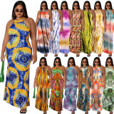 Plus Size Printed Sleeveless Maxi Dress OSIF-22410