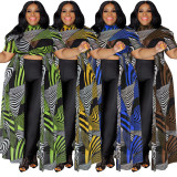 Plus Size Printed High Waist Irregular Maxi Dress OSIF-22359