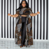 Plus Size Printed High Waist Irregular Maxi Dress OSIF-22359