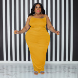 Plus Size Solid Sleeveless Sling Maxi Dress OSIF-22365