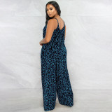 Plus Size Leopard Print Wide Leg Jumpsuit OSIF-22405