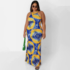 Plus Size Printed Sleeveless Maxi Dress OSIF-22410