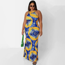 Plus Size Printed Sleeveless Maxi Dress OSIF-22410