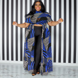 Plus Size Printed High Waist Irregular Maxi Dress OSIF-22359