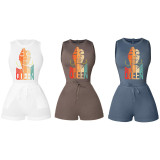 Sexy Printed Bodysuit+Shorts 2 Piece Sets CXLF-883