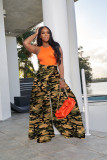 Plus Size Casual Printed Wide Leg Pants (Without Top) ZDF-31195