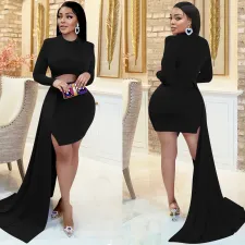 Solid Long Sleeve Bodycon Mini Dress BY-5876