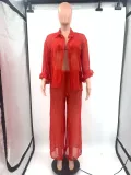 Sexy Bra Top+Long Sleeve Shirt+Pants 3 Piece Sets OY-6371