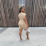 Solid Knitted V Neck Sweater Shorts 2 Piece Sets NY-079