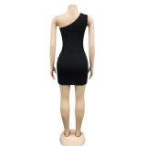 Solid One Shoulder Slim Mini Dress BY-5878