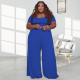 Plus Size Solid Short Sleeve Jumpsuit OSIF-20722