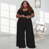 Plus Size Solid Short Sleeve Jumpsuit OSIF-20722