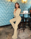 Solid Long Sleeve Zipper Jumpsuit WSM-5328