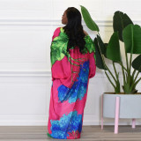 Casual Printed Long Cloak Coat (Without Belt)YF-10173
