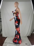 Plus Size Floral Print Sling Maxi Dress JZHF-8115