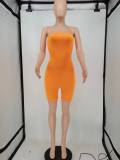 Solid Strapless Tight Romper WPF-80778