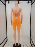 Solid Strapless Tight Romper WPF-80778