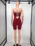 Solid Strapless Tight Romper WPF-80778