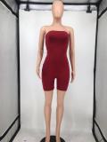 Solid Strapless Tight Romper WPF-80778