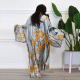 Casual Printed Long Cloak Coat (Without Belt)YF-10173