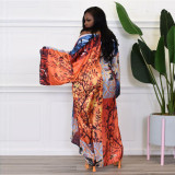 Casual Printed Long Cloak Coat (Without Belt)YF-10173
