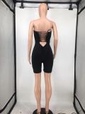 Solid Strapless Tight Romper WPF-80778
