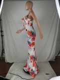 Plus Size Floral Print Sling Maxi Dress JZHF-8115