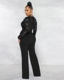 Sexy Lace Patchwork V Neck Jumpsuit MZ-2754