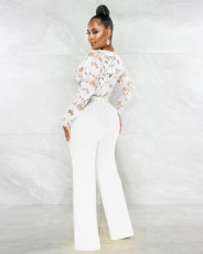 Sexy Lace Patchwork V Neck Jumpsuit MZ-2754