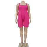 Plus Size Solid Sleeveless Strap Romper NNWF-7535