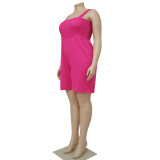 Plus Size Solid Sleeveless Strap Romper NNWF-7535