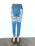 Denim Ripped Hole Skinny Jeans Pants LX-5525